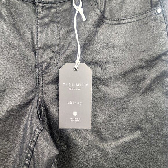 The Limited Denim Skinny Jeans Black Metallic Finish Size 8R New - Picture 8 of 10